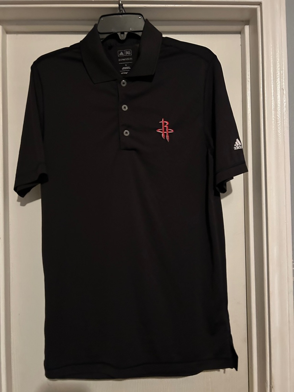 adidas Black Polo with Red Houston Rockets Logo
